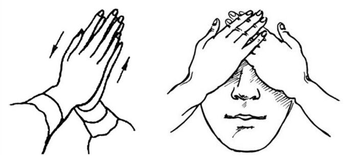 Il palming, che rilassa i muscoli oculari, aiuta a ripristinare la vista.